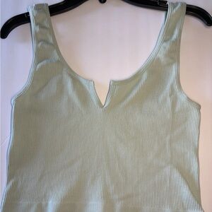 Sleek Mint Green Ribbed‎ Cropped Stretch Tank Top
